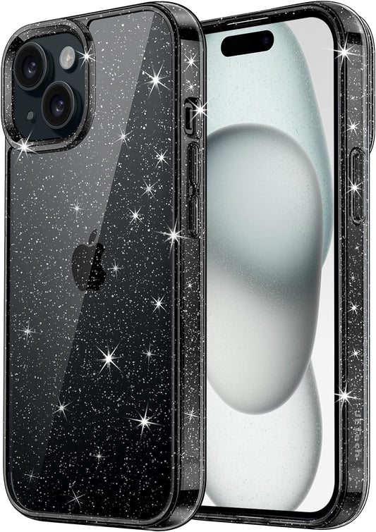 Coque Paillette Transparente noire - iPhone 16